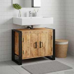 vidaXL Dulap de chiuvetă Maro 71 x 33 x 58 cm Lemn de mango solid imagine