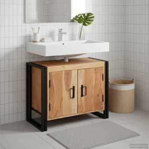 vidaXL Dulap de chiuvetă Maro 71 x 33 x 58 cm Lemn Solid de Acacia imagine