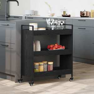vidaXL Troler de Bucătărie Stejar Negru 70 x 30 x 82 cm Lemn compozit imagine