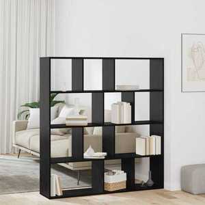 vidaXL Dulap pentru cărți Stejar Negru 132 x 29 x 141, 5 cm imagine