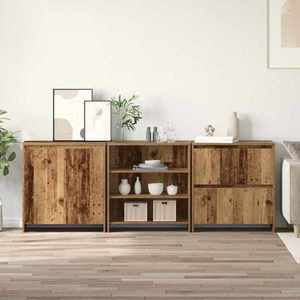 vidaXL Bufet cu sertar 3 pcs Lemn vechi 70 x 41 x 75 cm Lemn compozit imagine