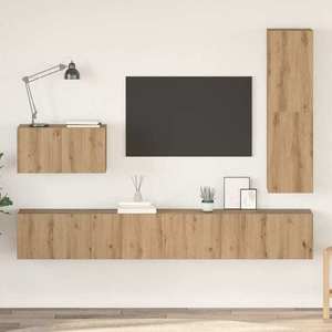 vidaXL Set comodă TV cu sertar 4 pcs Stejar Artizanal Lemn compozit imagine