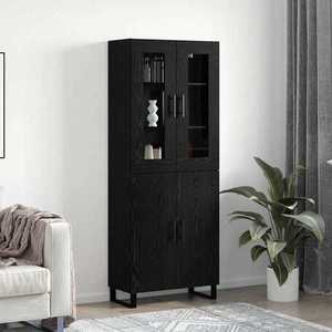 vidaXL Bufet 2 pcs Stejar negru Lemn compozit imagine