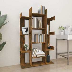 vidaXL Bibliotecă, stejar fumuriu, 86x25, 5x140 cm, lemn prelucrat imagine