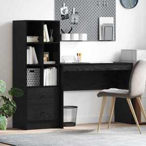 vidaXL Birou cu sertar cu raft cu depozitare 2 pcs Stejar Negru imagine