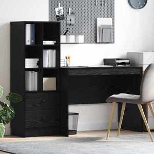 vidaXL Birou cu sertar 2 pcs Stejar Negru imagine