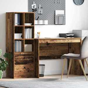 vidaXL Birou cu sertar 2 pcs Lemn vechi imagine