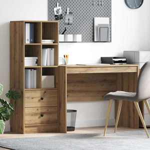 vidaXL Birou cu sertar 2 pcs Stejar Artizanal imagine
