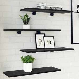 vidaXL Raft pentru cărți 4 pcs Negru 60 x 20 x 1, 5 cm Lemn compozit imagine