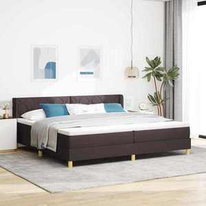 vidaXL Pat cu arcuri cu saltea Maro închis 200 x 200 cm țesătură imagine