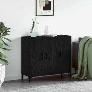 vidaXL Bufet Stejar Negru 90 x 34 x 80 cm Lemn compozit imagine
