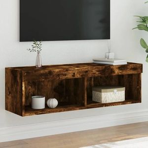 vidaXL Comodă TV cu lumini LED, stejar fumuriu, 100x30x30 cm imagine