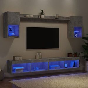 vidaXL Unități TV de perete cu LED-uri 6 piese gri beton lemn compozit imagine