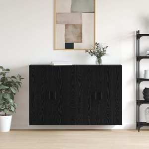 vidaXL Dulap montat pe perete 2 pcs Stejar Negru 69, 5 x 34 x 90 cm imagine