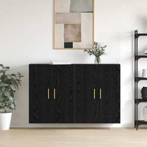 vidaXL Dulap montat pe perete 2 pcs Stejar Negru 69, 5 x 34 x 90 cm imagine