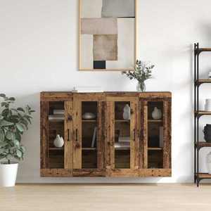 vidaXL Mobilier cu Montaj pe Perete 2 pcs Lemn vechi 69, 5 x 34 x 90 cm imagine