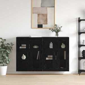 vidaXL Mobilier cu Montaj pe Perete 2 pcs Stejar negru imagine