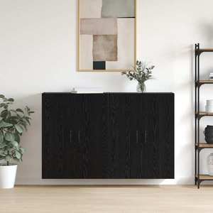 vidaXL Dulap montat pe perete 2 pcs Stejar Negru 69, 5 x 34 x 90 cm imagine