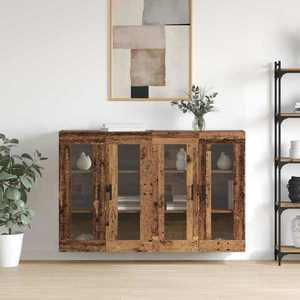 vidaXL Mobilier cu Montaj pe Perete 2 pcs Lemn vechi 69, 5 x 34 x 90 cm imagine