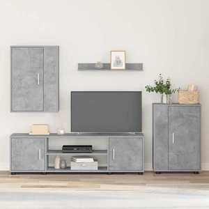 vidaXL Set comodă TV Pe perete 4 pcs Gri din beton Lemn compozit imagine