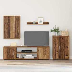 vidaXL Set comodă TV Pe perete 4 pcs Lemn Vechi Lemn compozit imagine