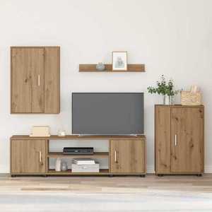 vidaXL Set comodă TV Pe perete 4 pcs Stejar Artizanal Lemn compozit imagine