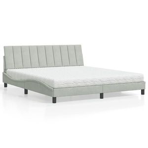 vidaXL Pat cu saltea, Hanko, gri deschis, 180x200 cm, catifea imagine