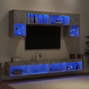 vidaXL Unități TV de perete cu LED-uri 6 piese gri beton lemn compozit imagine