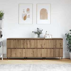 vidaXL Dulap de depozitare 3 pcs Stejar Artizanal 60 x 35 x 70 cm imagine