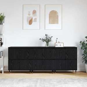 vidaXL Dulap de depozitare 3 pcs Stejar Negru 60 x 35 x 70 cm imagine
