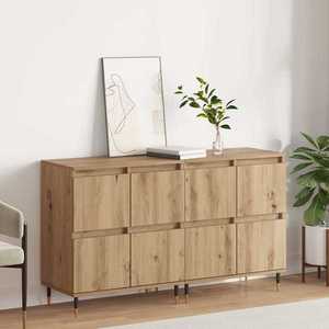 vidaXL Dulap de depozitare 2 pcs Stejar Artizanal 60 x 35 x 70 cm imagine