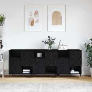 vidaXL Bufeturi 3 pcs Stejar Negru imagine