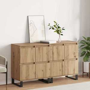 vidaXL Bufet 2 pcs Stejar Artizanal 60 x 35 x 70 cm imagine