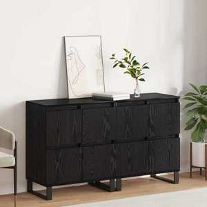 vidaXL Bufet 2 pcs Stejar Negru 60 x 35 x 70 cm imagine