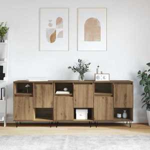 vidaXL Bufet 3 pcs Stejar Artizanal 60 x 35 x 70 cm imagine