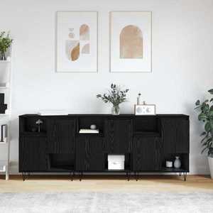 vidaXL Bufet 3 pcs Stejar Negru 60 x 35 x 70 cm imagine