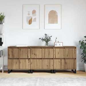 vidaXL Bufet 3 pcs Stejar Artizanal 60 x 35 x 70 cm imagine