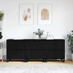 vidaXL Bufet 3 pcs Stejar Negru 60 x 35 x 70 cm imagine