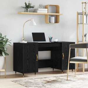vidaXL Birou cu raft Stejar negru 140 x 50 x 75 cm Lemn compozit imagine