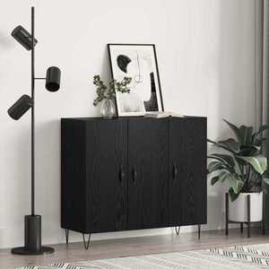 vidaXL Bufet Stejar Negru 90 x 32, 5 x 80 cm Lemn compozit imagine