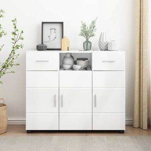 vidaXL Dulap din Lemn Alb lucios 88, 5 x 30, 5 x 73 cm Lemn compozit imagine