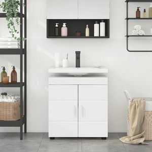 vidaXL Set dulap baie TULUM Alb 60 x 34 x 63 cm Lemn compozit imagine