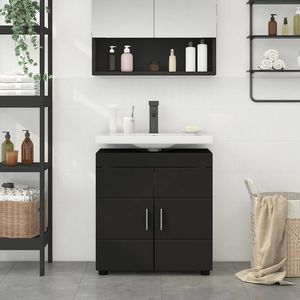 vidaXL Set dulap baie TULUM Negru 60 x 34 x 63 cm Lemn compozit imagine