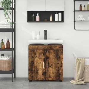 vidaXL Set dulap baie TULUM Stejar fumuriu 60 x 34 x 63 cm imagine