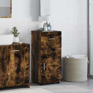 vidaXL Set dulap baie cu sertar TULUM Stejar fumuriu 37 x 31, 5 x 82 cm imagine