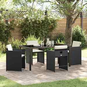 vidaXL Set de masă pentru grădină 5 pcs Negru poliratan imagine