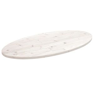 vidaXL Blat de masă, alb, 110x55x2, 5 cm, lemn masiv de pin, oval imagine