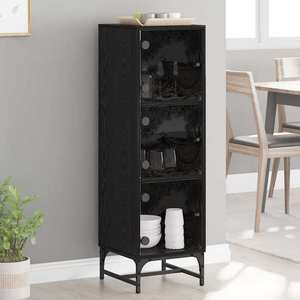 vidaXL Bufet Stejar Negru 35 x 37 x 117 cm imagine