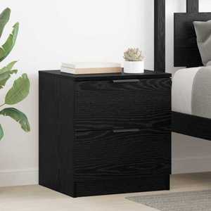 vidaXL Dulap de noapte cu sertar 2 pcs Stejar Negru 45 x 39 x 50 cm imagine