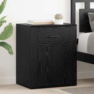 vidaXL Dulap de noapte Stejar Negru 35 x 50 x 60 cm Lemn compozit imagine